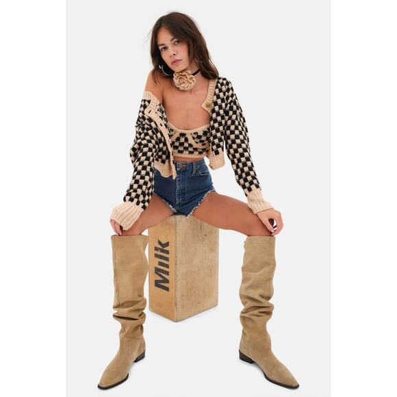 For Love And Lemons Black and Cream Checkered Cardigan - Picture 8 of 9